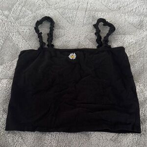 Forever 21 Black Camisole with Daisy Accent